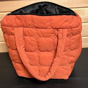 Vibrant Orange Quilted Tote Bag
